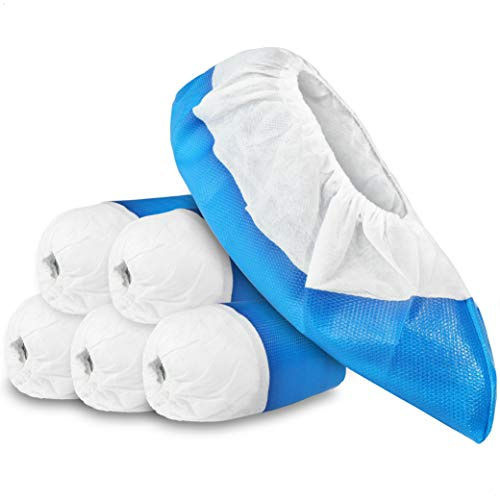 com-four® 50x Copriscarpe Riutilizzabili Premium - Calzari in Plastica con Suola Antiscivolo - Scarpa Extra Resistente e Impermeabile, Taglia Unica