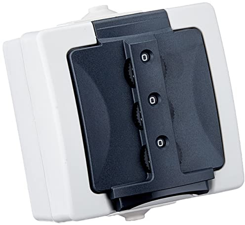 Kopp Nautic Schutzkontakt-Steckdose mit Zahlenschloß, Aufputz Feuchtraum, IP 44, grau, 16A, 250V/AC, 955056015