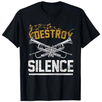 T-shirt con tromba I Destroy Silence Trumpeter Shirt Jazz Maglietta
