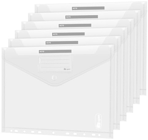 Agoer A4 Transparent Plastic Wallets, 10 Pack, Waterproof PP Material, Punched Pockets, Ring Binder & Label Pocket, Document Classification, Business & School Trips