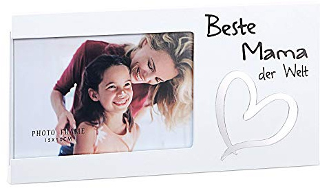 Cepewa Bilderrahmen Beste Mama der Welt Fotorahmen Spiegel-Herz Rahmen für Bild 15 x 10 cm (1 x Bilderrahmen Beste Mama der Welt)