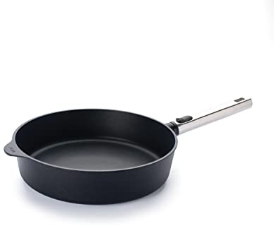 Woll Diamond Logic XR Pro - Padella induttiva, diametro 28 cm, altezza 7 cm, con manico rimovibile in acciaio inox, adatta per tutti i piani cottura, in alluminio pressofuso, resistente al forno,