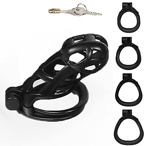 SeLgurFos CB-V3.0 Atmungsaktiver 3D Peniskäfig Keuschheitsgürtel Set mit 4 Größen Cockring Schwarzer Keuschheitskäfig Sexspielzeug (standard)