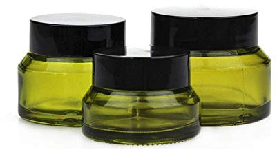 Casa de repuesto vacía MASCOTA Botellas 10pcs 15g / 30g / 50g vacío verde de vidrio retornables Botellas de maquillaje tarro pote del recorrido crema facial Loción viales de color ámbar contenedores d