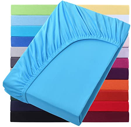 NatureMark Basic Boxspringbett & Wasserbett Spannbettlaken 200 x 220 cm - 40 cm Steghöhe - 200x220cm Spannbetttuch - 100% Baumwolle, Türkis