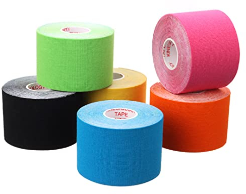 Jabtraxx 6 Rollen Kinesiologie Tape, 5 m x 5 cmTape Kinesio Muskelunterstützungsband Muskelunterstützung Elastisches Umreifungsband Sportband
