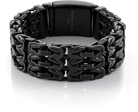 Daesar Herren Armband 22CM Edelstahl, Königsarmband Breit 23MM mit Steckschließe Charm Armband Schwarz Bettelarmband für Männer Jugend