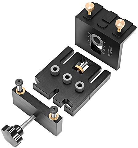 Kotsy 6/8/10/15mm Foro Tasca Jig Kit, 3 in 1 Lavorazione Del Legno Doweling Jig Kit con Clip di Posizionamento Regolabile Guida Foratura Puncher Locator