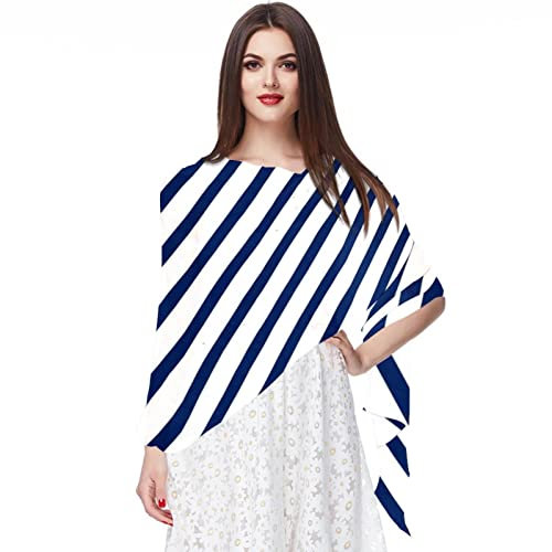 Chiffon-Schal, leicht, weich, durchsichtig, lang, für alle Jahreszeiten, dunkelblau, mehrfarbig