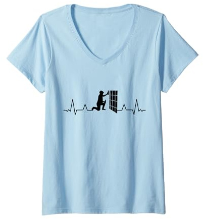 Womens Tile-Setter Tile-Layer Craftsmen Tile-Flooring Floor-Tiler V-Neck T-Shirt