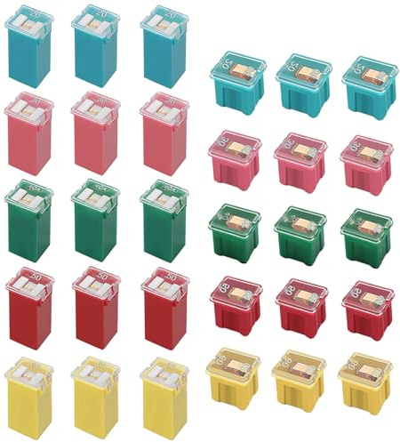 Taiss 30PCS Automotive Tall/Standard and Low Profile Box Shaped Fuses Assortment Kit, (20A, 30A, 40A, 50A, 60A) Suitable for Chevrolet, Ford, Nissan Pickup SUV and Other Car Fuses