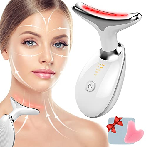 GGISUI Appareil Anti Rides Visage, 4 en 1 Appareil de Beauté avec Guasha Pour Visage, Visage Appareil Anti Rides de 45 °C et 3 Modes Massage Visage,Améliorer,Resserrer et Lisser La Peau