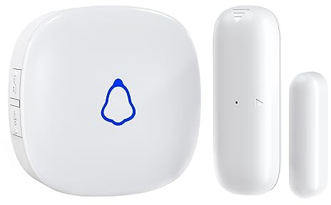 SECRUI Door Chime, Wireless Door Open Contact Sensor Alarm with 500ft Range, 58 Chimes and 5 Volume Levels for Business/Store/Home/Office When Entering, White