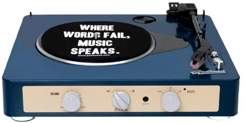 Gadhouse - Tocadiscos Retro Brad (Bluetooth 5.0 Integrado y Control de Tono) (Azul Marino)