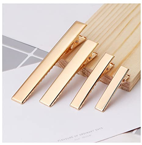 Yurosiay 30 Stück Metall Entenschnabel Haarspangen 35mm Alligator Haarspangen Flache Entebill Haarspangen Anti Rutsch Krokodilklemmen Haare Metall Friseur Haarclips DIY Zubehör Haar Gold