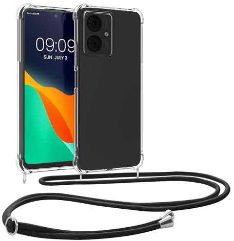 kwmobile Carcasa Compatible con Motorola Moto G14 Funda con Cuerda - Funda con Correa Colgante - Cordón Ajustable - Bordes elevados