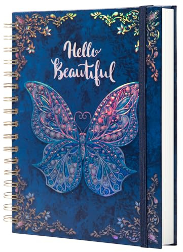 Cuaderno en espiral, diario para mujeres, diarios universitarios con rayas para escribir, B5, cuadernos de tapa dura con relieve de mariposas 3D, 192 páginas, papel rayado para la escuela, la oficina