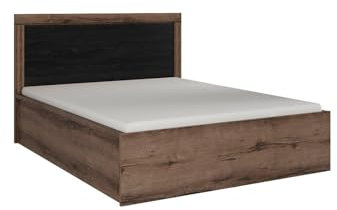 BLACK RED WHITE® Stauraumbett Balin | Bett Bettgestell mit Kopfteil in Modern Style | Doppelbett 206,5 x 149,5 x 41-105,5 cm | für Schlafzimmer und Jugenzimmer | Eiche