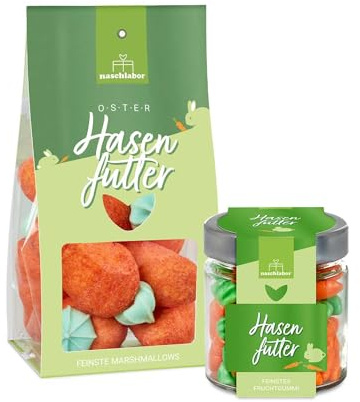 2er-Set Hasenfutter Fruchtgummis & Marshmallows | Geschenk zu Ostern | Ostergeschenk | Mitbringsel | Geschenk für Kinder | Süßigkeiten Geschenk | Fröhliche Osterüberraschung