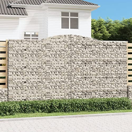 LAPOOH Gabionen mit Hochbogen 2 STK Gabionenkörbe, Gabionen Hochbeet, Steinkorb, Gabionengitter, Drahtkorb Für Pflanzen, Kräuterspirale Für Garten, 400x30x220/240cm Verzinktes Eisen