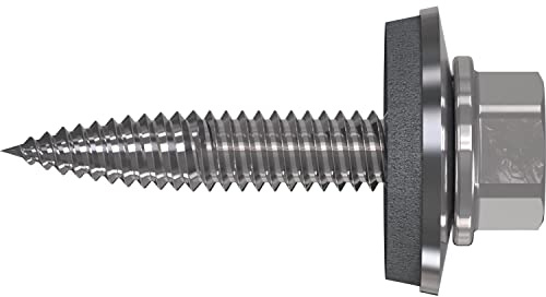 Refabo RP-T2 Plus Lot de 100 vis à tôle mince 4,5 x 25 mm avec tête hexagonale et joint E14, bi-métal A2, acier galvanisé