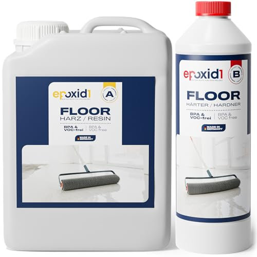 epoxid1® Epoxidharz Bodenbeschichtung [zum Aufrollen] - speziell für Nutzböden - 2k Betonfarbe für Garage, Keller & Werkstatt - Epoxidharz mit Härter, Kunstharz (RAL 7035 Lichtgrau, ~10m² (5kg))