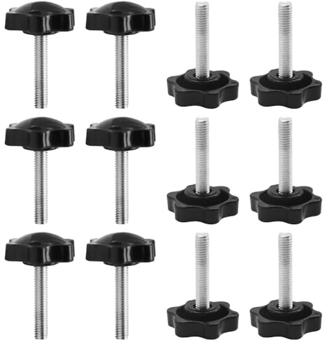 Hocansen 10 Stück Klemmknopf Griff Plastik Sternenkopf Rändelknopf M6x30mm Rändelschraubengriff aus Kunststoff Sterngriff Schrauben für Maschine,Industrie Ausrüstung (MH-B/M6x30)