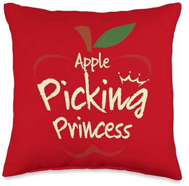 Apple Picking Princess Apple Harvest Season Apple Picker Throw Pillow