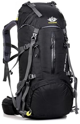 Maity Wanderrucksack 50L MOLLE, Trekkingrucksack,Wasserdicht, Reisetasche Ultralight Atmungsaktives Tragesystem (Schwarz)