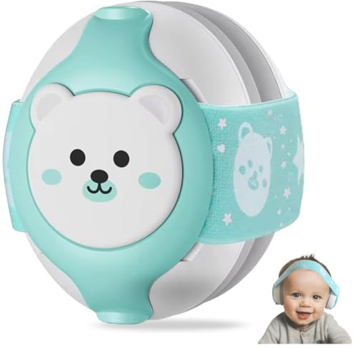Cuffie antirumore bebe fino a 36 mesi-Eccellente protezione dell'udito - Ottimizza il riposo in movimento per il tuo bambino fino a 25 dB - Regolabili e confortevoli-Certificato CE, Rosa (Blu)