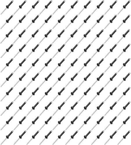 Aoktorkit 100Pcs Aluminium Blinds Rivets M3 x 16mm Pop Rivets Flange Rivets Open End Rivet for Metal Wood Plastic, Black