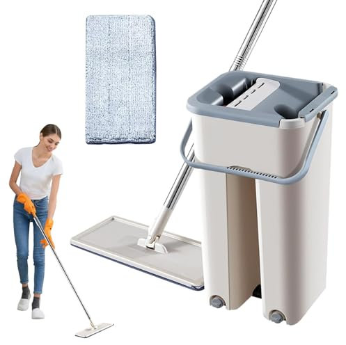 Ensemble de serpillère plate et essoreuse - Balai serpillère et essoreuse avec seau | Serpillère plate et essoreuse sans , serpillère et seau sans , serpillère et seau à franges humides