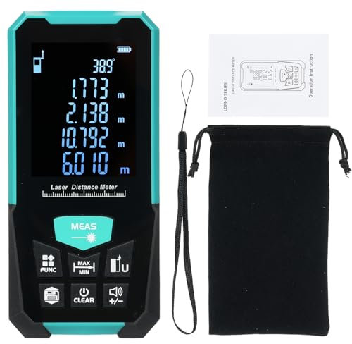 Hanzete Profesional Distance Meter 50m/164ft Tape Measure Rangefinder with Single Continuous Volumes Area Pythagoras Measurement Modes Digital Range Finder USB Charging