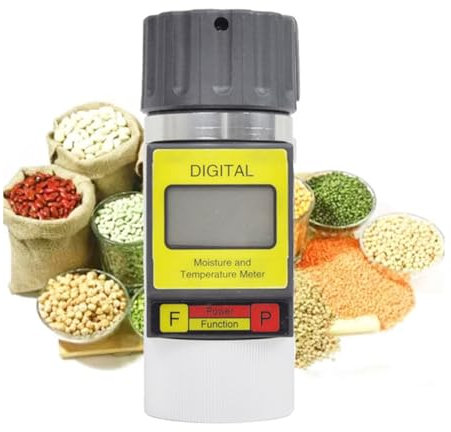 BDJSN Analizzatore di umidità Portatile per Cereali, Misuratore di umidità Intelligente da 24 Grani con Display LCD, Campo di Misurazione 5-35%, Mini Misuratore di umidità Intelligente per Mais, Riso