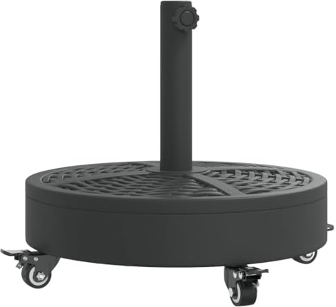 vidaXL Sonnenschirmständer mit Rollen, Schirmständer mit Standfuß Spannknopf, Schirmhalter für Ø38/48 mm Mast, Sonnenschirmfuß Ständer, 27 kg Rund