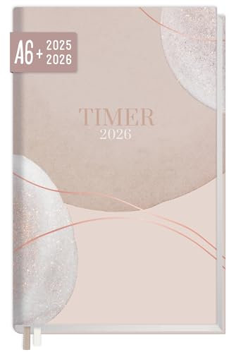 Häfft® Chäff-Timer Mini Taschenkalender 2025/2026 A6+ Soft Beige Terminplaner klein, Laufzeit Jul 2025 - Dez 2026, 1 Woche auf 2 Seiten- nachhaltig & klimafreundlich