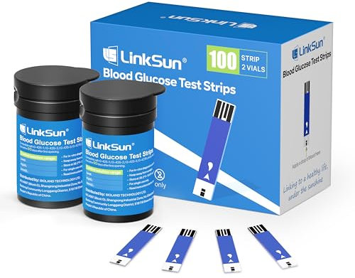 LinkSun Blood Glucose Test Strips*100, Used for G-425-1, G-425-3, G-425-2V Blood Glucose Monitor Only,Accurate Measurement, Results in 5 Seconds, 2 Bottles of 50 Pc