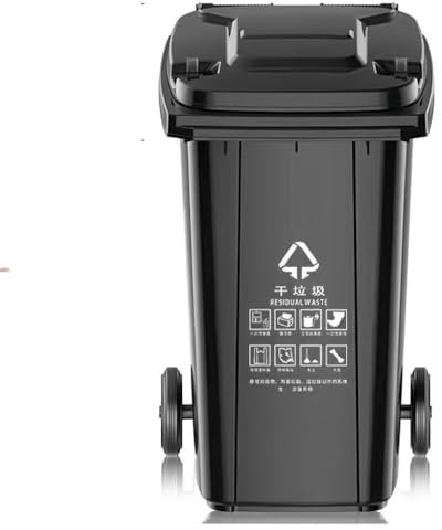 Contenedor de Basura Industrial Resistente con Ruedas, Resistente a la Intemperie, para Exteriores, con Tapa, de plástico, para Patio, terraza o Garaje (Negro, 100 l)