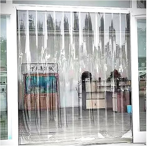 Generisch Streifenvorhang aus PVC-Kunststoff und Vinyl, transparente PVC-Vorhangstreifen für Fabrik, Kühlhaus, Badezimmer, Kratzfest (Farbe: transparent, Größe: 120 x 210 cm)