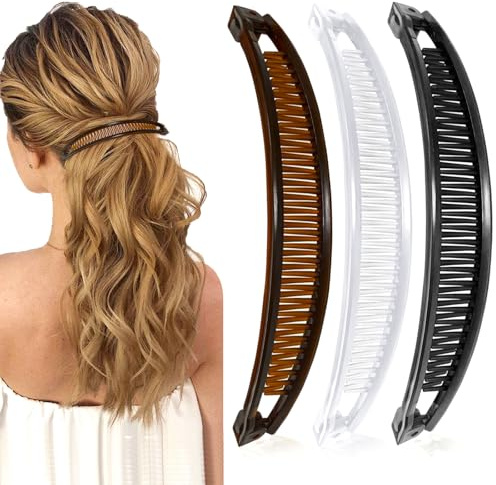 Banana Clip, 3 Pinzas para el Pelo de Plátano para Mujeres y Niñas, Simple Banana Hair Clips, Para Rizado o Liso, Accesorio para el Cabello de Cola de Pez