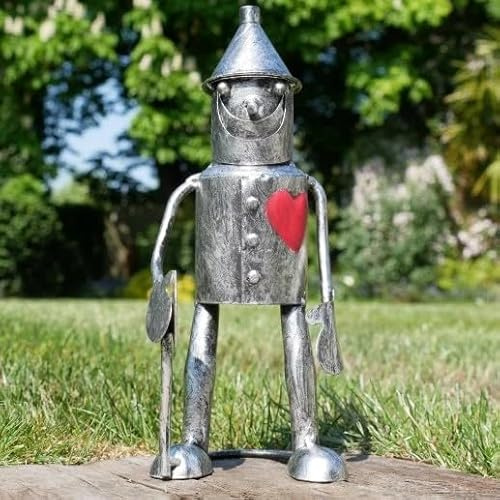 Fyne-Finds Tin Man Garden Statue Metal Figure Wizard Of Oz Found His Heart Ornament Gift Outdoor Sculpture