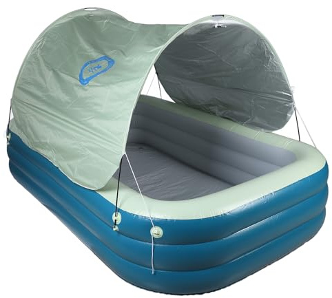 Saluaqui Piscina Gonfiabile con Baldacchino - Grande Piscina Gialla da 2,6 M con Scivolo d'acqua per Adulti e Famiglia - per il Divertimento Cortile e all'aperto (GREEN)