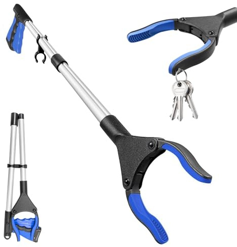 xuefenfei 81cm Plegable Pinza Recoge Objetos, con Cabezal de Agarre Ancho Giratorio 360, para Personas Mayores, Embarazadas, Discapacitados | Pinzas de basura con imanes para personas mayores, discapacitados, embarazadas