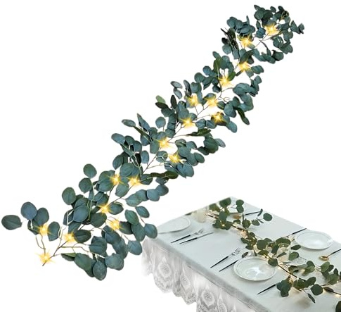 Vine di oliva Fata - 5,9 Piedi 96 Garlanda Scintillante impermeabile a LED, Timer in PVC a Batteria, luci decorative per il Portico da Soffitto a Parete del camino | Serata