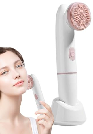 Ansiktsrengöringsborste - elektrisk vibrationsskrubber | Ultraljud ansiktsmassager hudvårdsverktyg med 2 påfyllningsbara huvuden för djupa porer | använd