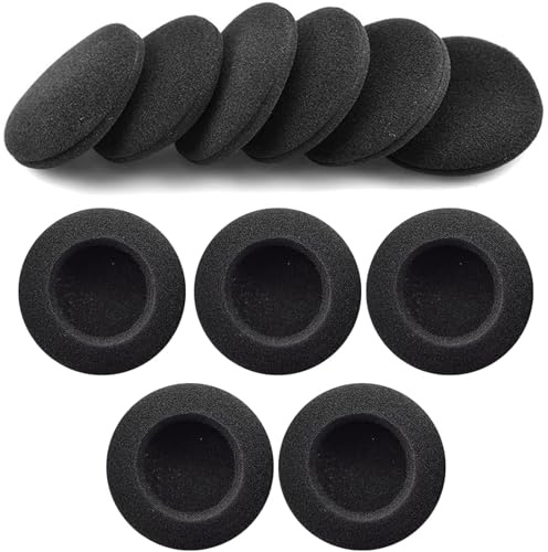 SKDFHOD 10 st hörlurskuddar, 6 cm ersättningsskum öronkuddar, ersättningshörlurar med öronsnäckor, skumkuddar, hörlurar, öronproppar för olika hörlurar (svart)
