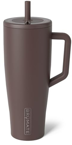 BrüMate Era 40 oz Tumbler with Handle and Straw | 100% Leakproof Insulated Water Bottle Tumbler with Lid and Flexible SoftSip Straw | Made of Stainless Steel | Cup Holder Friendly | 40oz (Java)