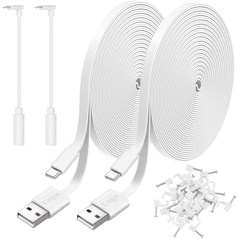 2 Pack 10FT Power Extension Cable Compatible with Wyze Cam V4,Wyze Cam v3,Wyze Cam Pan,WYZE Cam OG,NestCam Indoor,Blink,Amazon Cloud Camera,USB to Micro USB Durable Charging and Data Sync Cord(White)