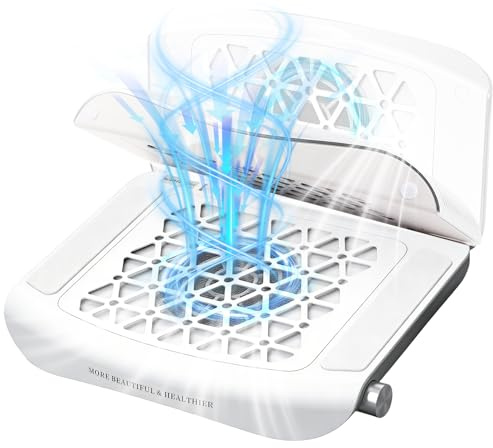 MUUQANYU Nagel-Staubsammler, faltbarer Dual-Turbinenventilator, direktionales Staubsaugen, 4000 U/min mit Anti-Rutsch-Pads, Wärmeableitung, geräuscharm für Nagelstudios und Zuhause