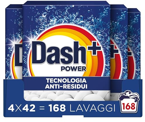 Dash Detersivo Lavatrice In Polvere, 168 Lavaggi (4x42), Tecnologia Anti Residui, Rimuove le macchie, efficace anche a freddo e in cicli brevi